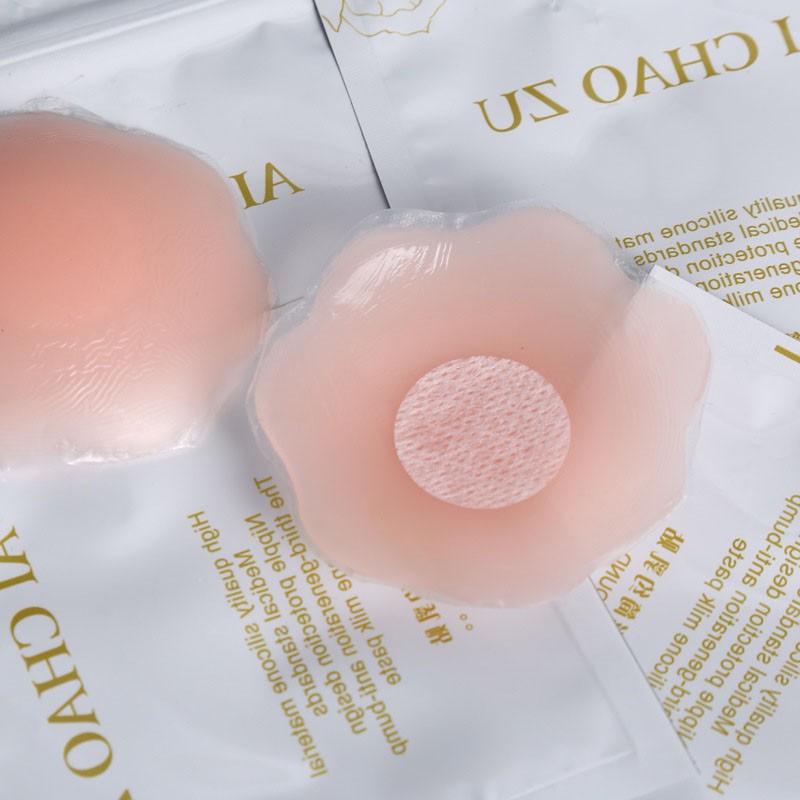 Miếng dán ngực ti silicone (2 miếng) hình bông hoa sử dụng nhiều lần siêu dính tàn hình