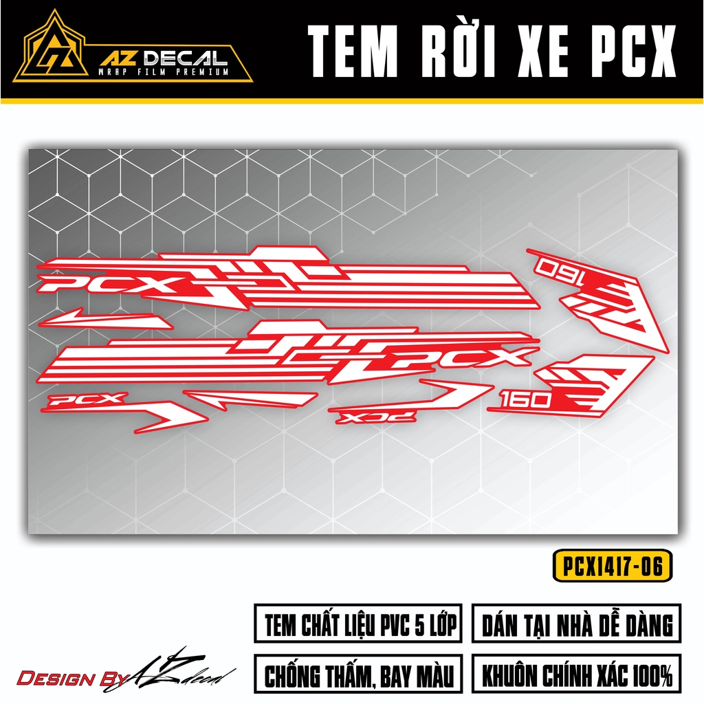 Tem Rời Dán PCX 160 Thiết Kế Hiện Đại | PCX-06 | Decal Chế Dán Xe Máy PCX Chống Thấm Nước, Chống bay Màu