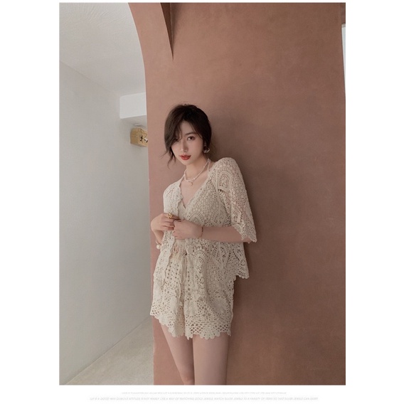 {KÈM ẢNH THẬT} Set bikini len đồng xu cực xinh!