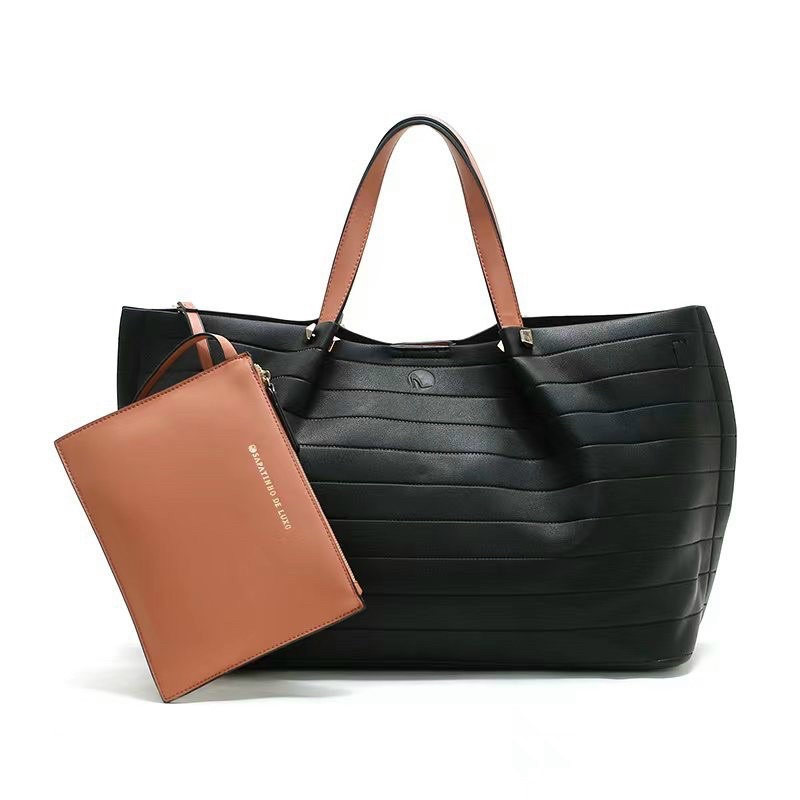 TNS-Túi tote big size  Luxo tote bag--tone nâu tây sang chảnh kèm ví