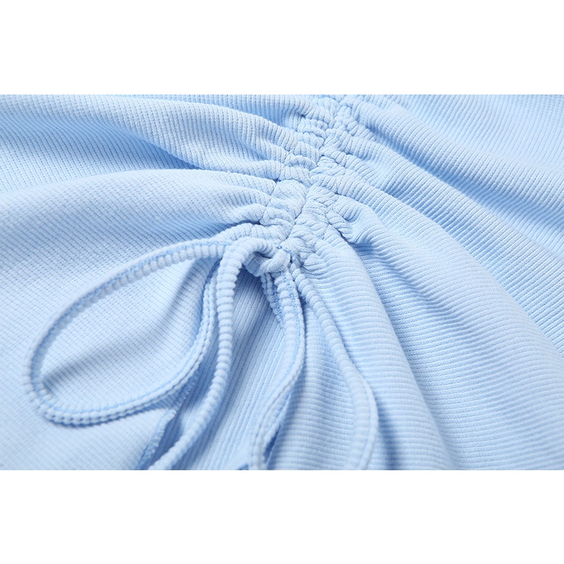 Áo Croptop Tay Dài Phối Dây Rút Thời Trang Trẻ Trung Cho Nữ