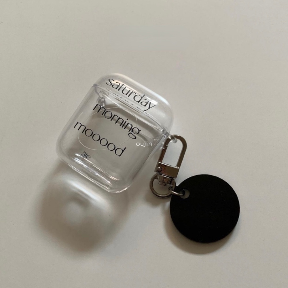 Vỏ Bảo Vệ Hộp Đựng Tai Nghe airpods 1/2/pro3 Trong Suốt Kèm Móc Treo Hình Chữ Tiếng Anh Đơn Giản Phong Cách Hàn Quốc