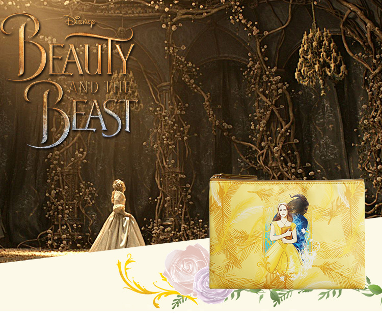 Disney's original Beauty and the Beast multipurpose collection with a small portable women's makeup bag.