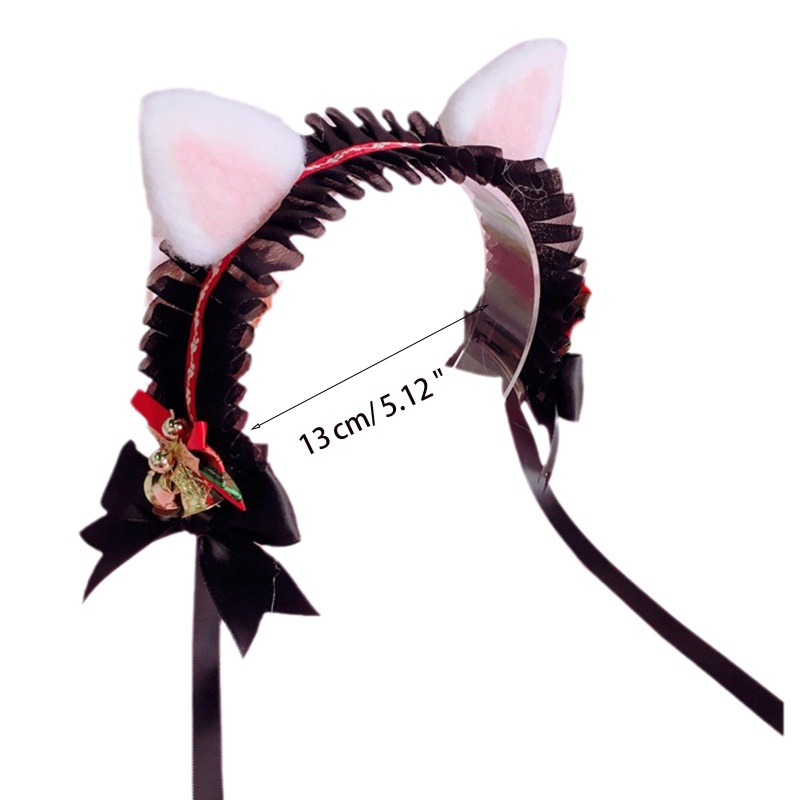 Băng Đô Tai Mèo Phối Ren Và Chuông Phong Cách Lolita