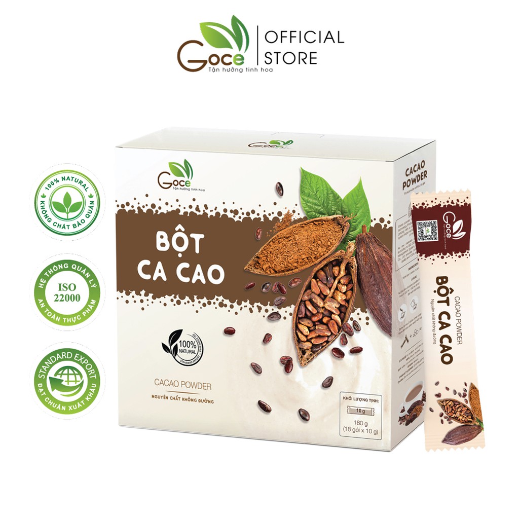 Bột ca cao nguyên chất Goce 180g (18 gói x 10g)