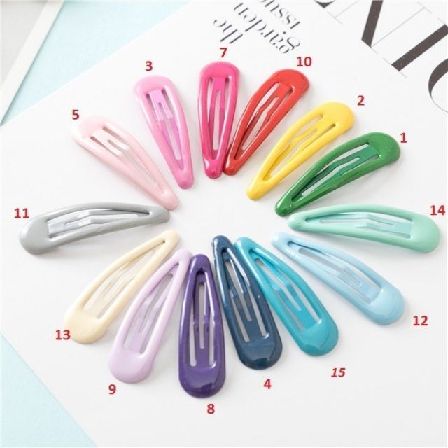 SET 2 KẸP BẤM TÓC SƠN BÓNG ĐỦ MÀU