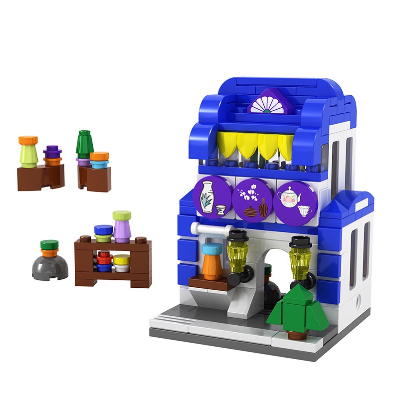 Bộ đồ chơi Lego City Street View Cửa hàng, Trường học, Bệnh viện, Mô-đun xây dựng Đồ chơi mô hình khối xây dựng lắp ráp cho trẻ em 164 chiếc