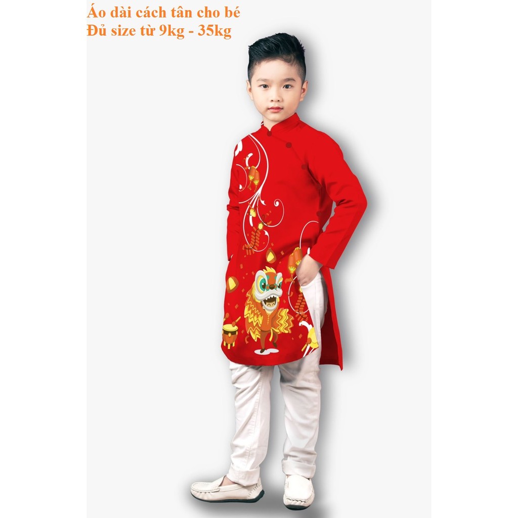 Áo Dài Cách Tân Cho Bé Trai Bé Gái Đón Xuân Dễ Thương, Áo dài Tết mẫu mới hottrend  cao cấp cho bé từ 9kg đến 35kg