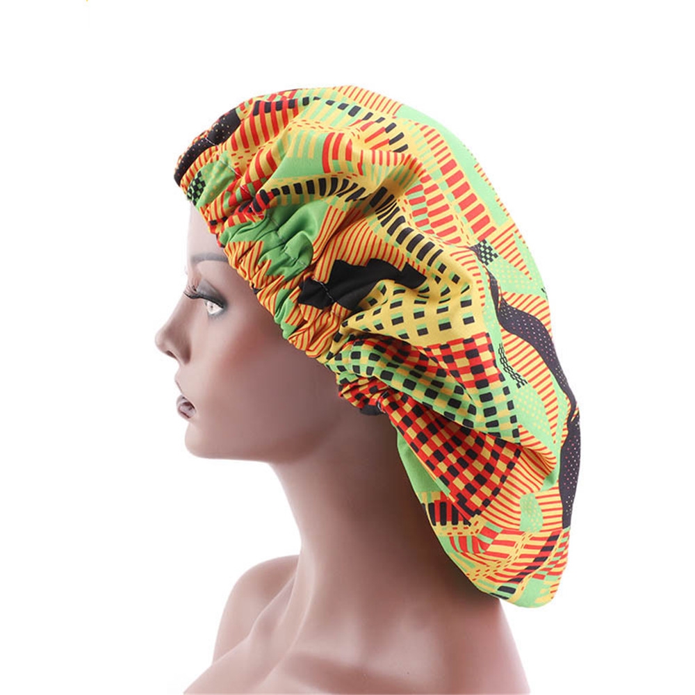 KAREN Extra Large Women Hair Loss Cap Satin Silk African Pattern Night Sleep Hat