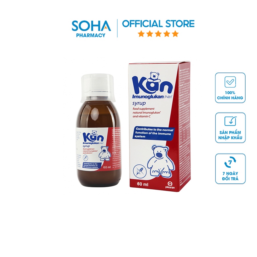 SiroKan ImunoGlukan - Hỗ trợ miễn dịch nâng cao sức đề kháng cho bé - Chai 120ml