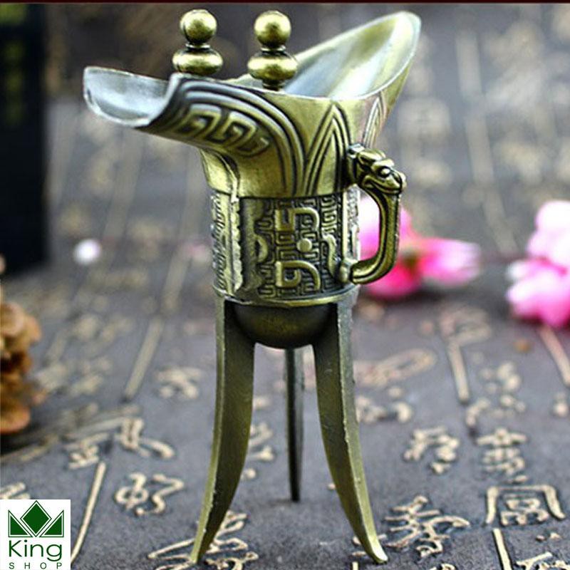 Ly Rượu theo phong cách Cổ Xưa thời Tần Thủy Hoàng màu đồng giả cổ với 3 chân cao cấp