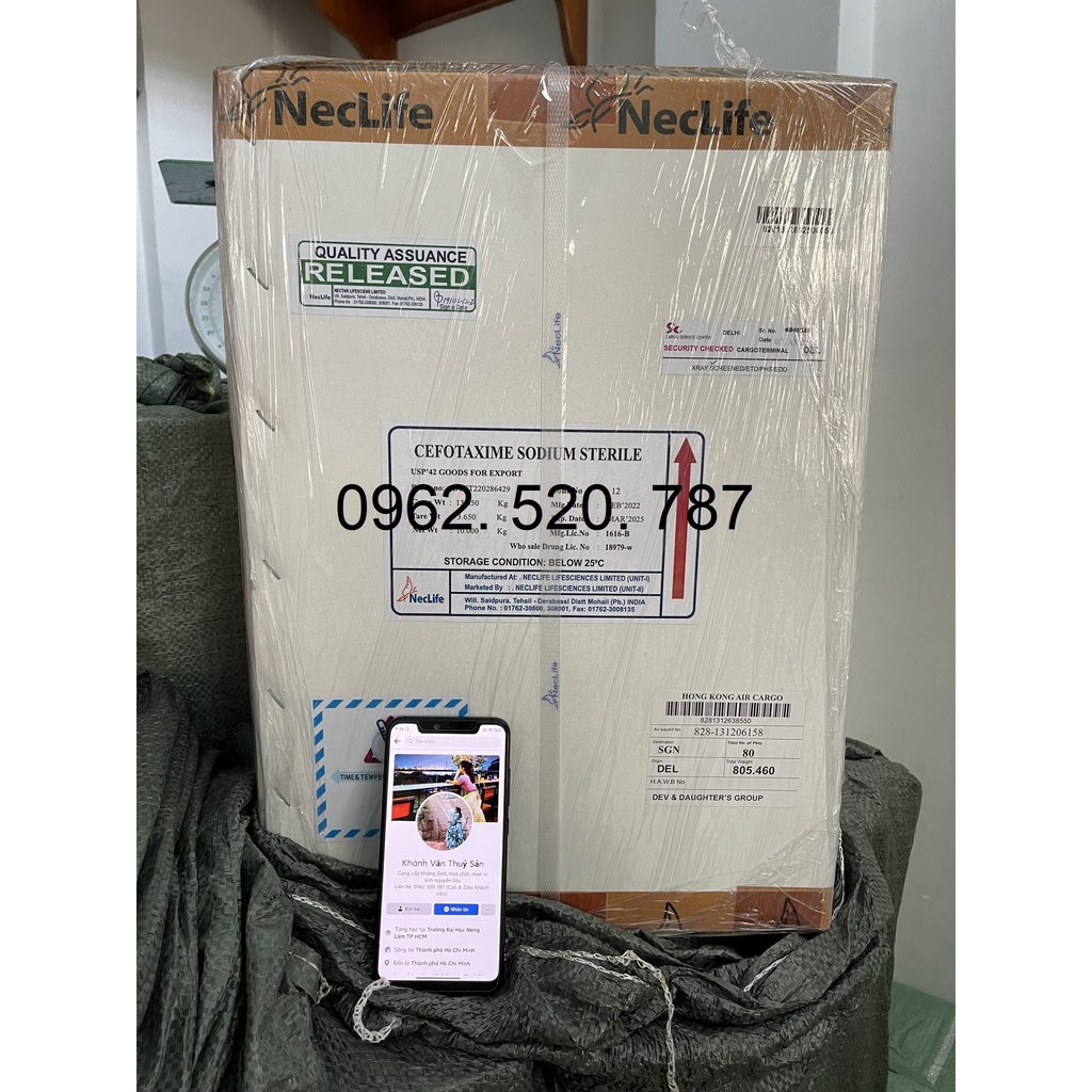 Cefotaxime Ấn Độ nguyên liệu dùng cho thuỷ sản