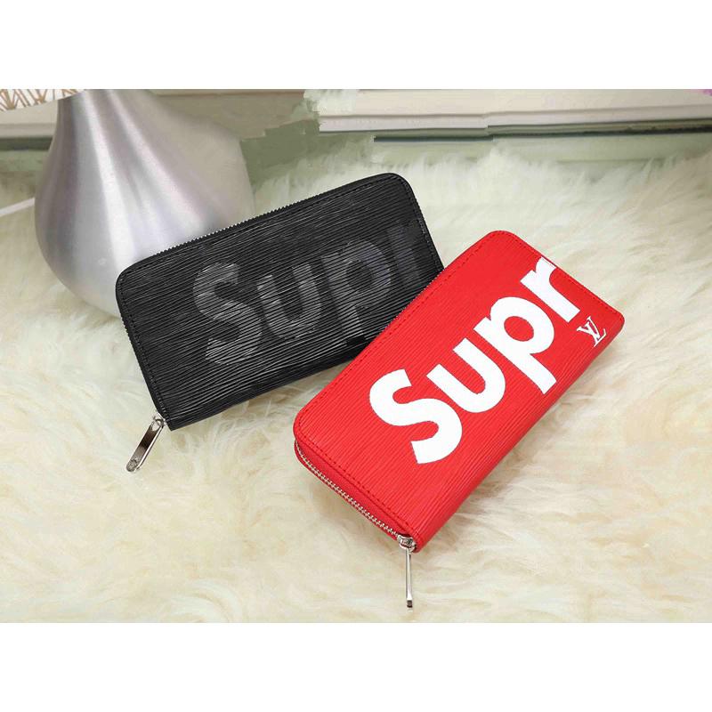 Ví dài đựng tiền xu có dây kéo họa tiết supreme dành cho nam/nữ