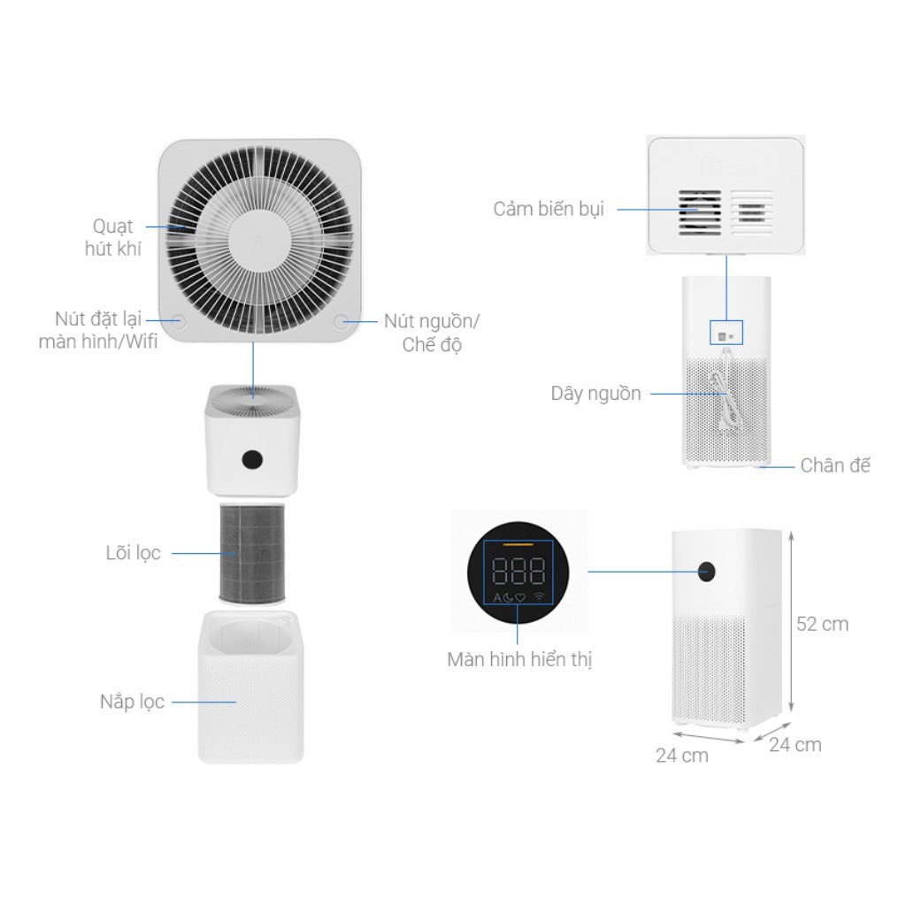 Máy Lọc Không Khí Xiaomi Mi Air Purifier 3C BHR4518GL l Hàng Chính Hãng | Phân Phối Bởi Digiworld l Bảo Hành 12 Tháng