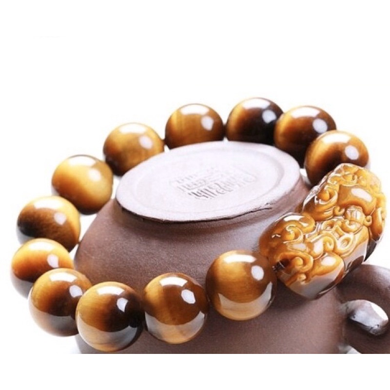 Vòng tay đá mắt hổ vàng nâu mix tỳ hưu - Vòng tay Đá Phong Thủy - Vòng Tay Phong Thủy