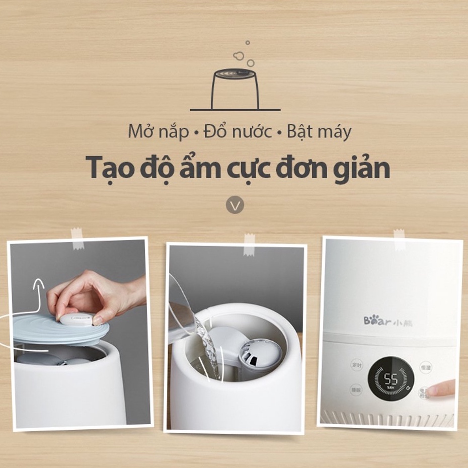 Máy phun sương tạo ẩm không khí mini cầm tay Bear (Bản Quốc Tế) JSQ-C50Q1 dung tích 4,5L công suất lớn, không ồn. BH18th