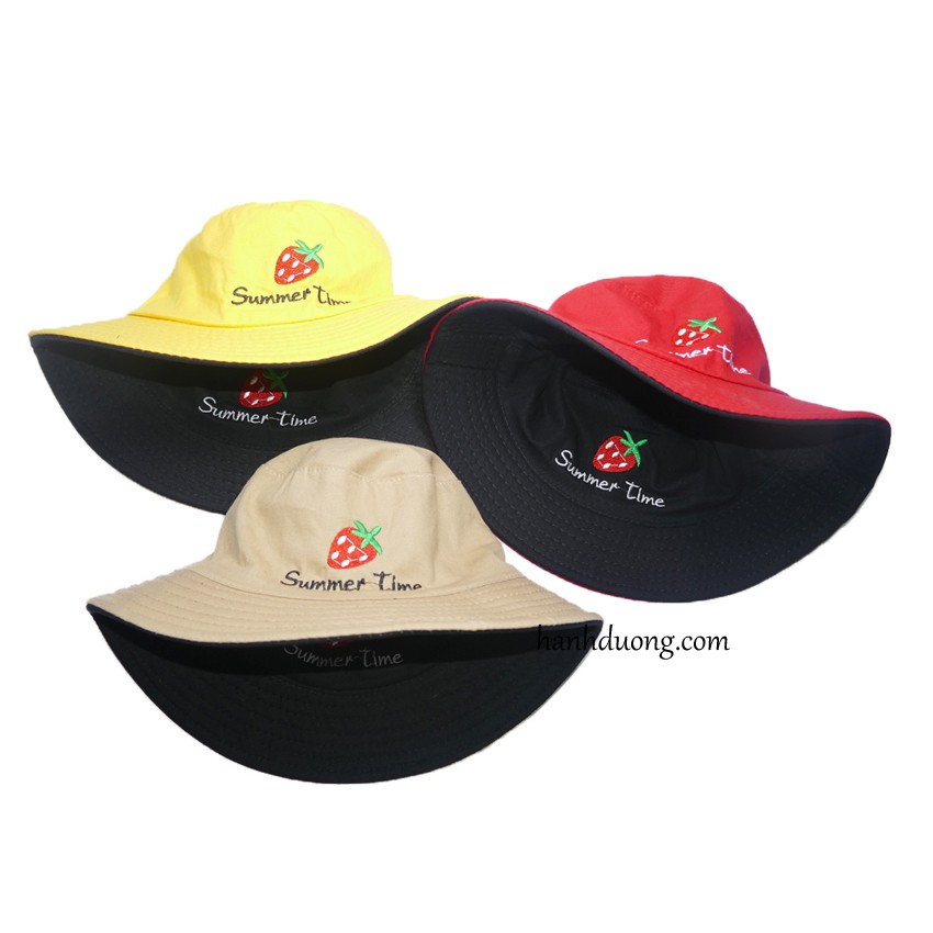 [ Hình thật ] Nón bucket dâu tây Summer Time mũ tai bèo đội được cả 2 mặt vừa tiết kiệm chi phí lại vừa tiện lợi