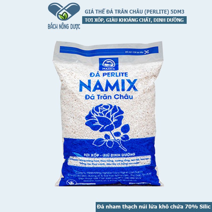 [GIÁ THỂ] Đá Trân Châu Perlite NAMIX Dạng Xốp Chuyên Dùng Làm Giá Thể Trồng Hoa Hông, Sen Đá, Rau Thủy Canh Túi 5 dm3