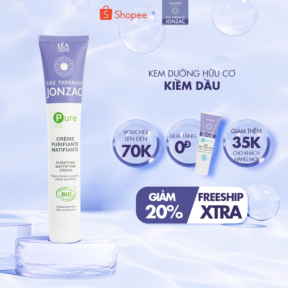 Kem Dưỡng Hữu Cơ Kiềm Dầu Eau Thermale Jonzac Pure Purifying Mattifying Cream 50ml