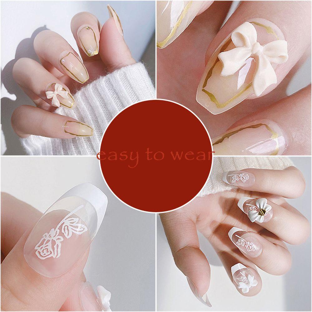 OCEANMAP Móng Tay Giả Màu Trắng Hoa Hồng Có Thể Tháo Rời