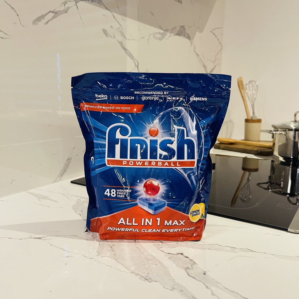 Combo  Viên rửa bát Finish All in 1 max + muối 1.5kg + nước bóng 800ml - nhập khẩu EU, làm sạch vượt trội, thơm lâu