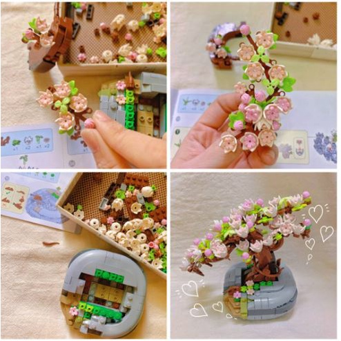 Đồ chơi mô hình xếp hình lắp ráp bó hoa Sakura Sen đá LOZ 1661 1662