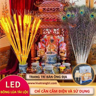 🌾 Đèn Led Bông Lúa, Trang Trí Bàn Thờ Gia Tiên, Bàn Ông Địa - Bó 10 Bông Màu Vàng Ấm