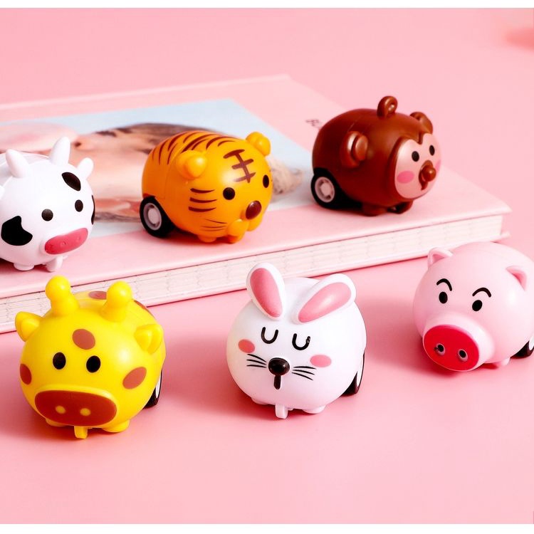 1Pcs Pull Back Cartoon Animal Car Toys Children Mini Play Vehicle Funny Kids Toys
