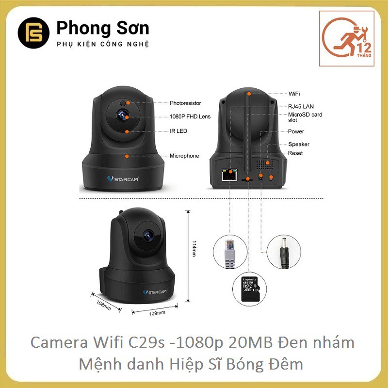 Camera Wifi IP C29s FHD 1080p Vstarcam ,Hiệp sĩ bóng đêm , Bảo hành 12 tháng | BigBuy360 - bigbuy360.vn