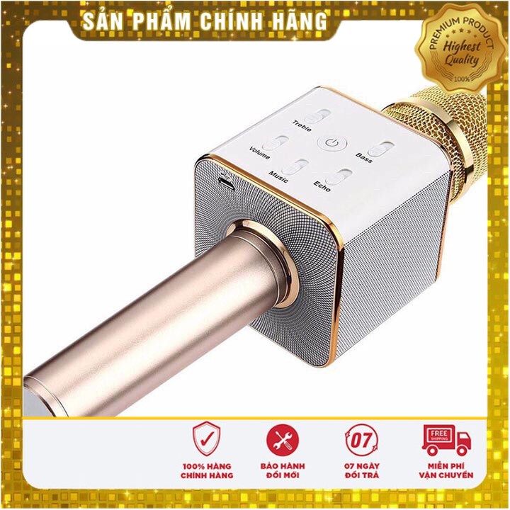 Micro Hát Karaoke Tích Hợp Loa Ngoài Bluetooth Q7 Vàng |Tuanboutique