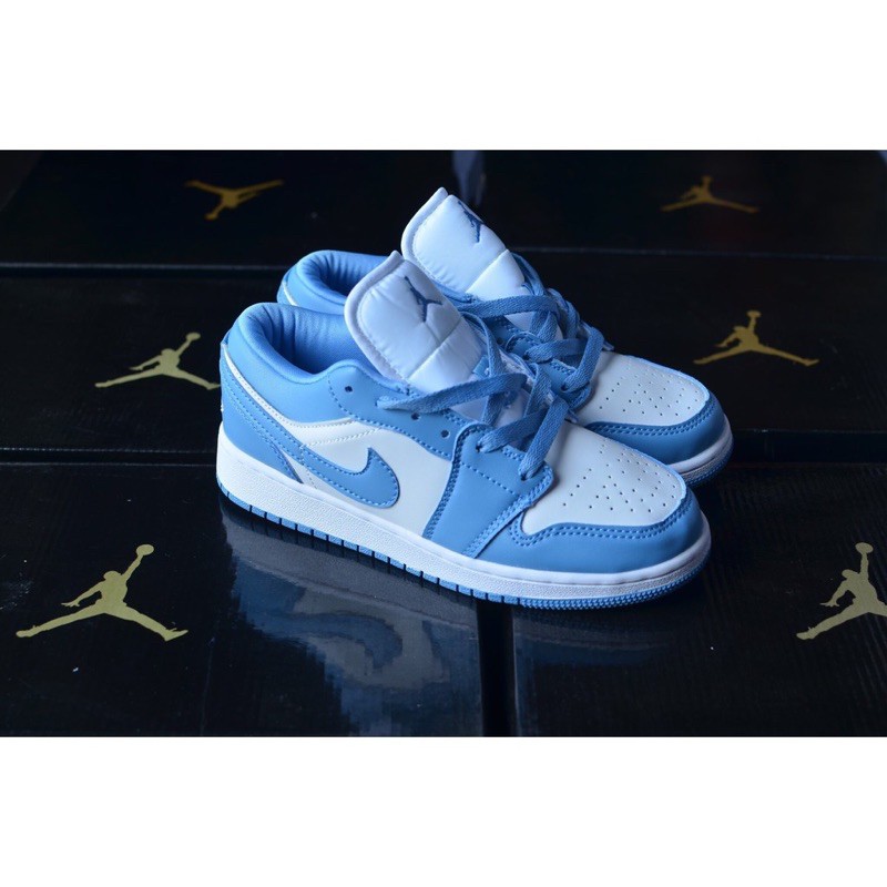 [Hot Trend - giảm giá] Giày Thể Thao Sneakers nam nữ, Giày Jordan low1 UNC Blue,JD xanh Trắng cổ thấp