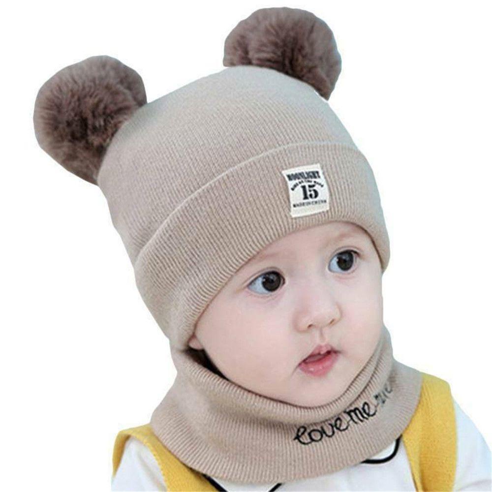 Set Mũ Len Kèm Khăn Choàng Cổ Chống Gió Dễ Thương Cho Bé