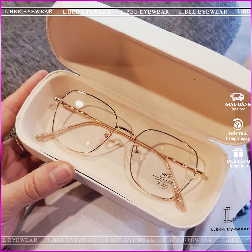 Gọng kính nam nữ L.BEE EYEWEAR mắt kính vuông to kiểu dáng unisex chất liệu kim loại mảnh 88L99