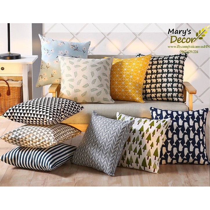 Gối tựa sofa Mary Décor - họa tiết Lá xanh G-B04