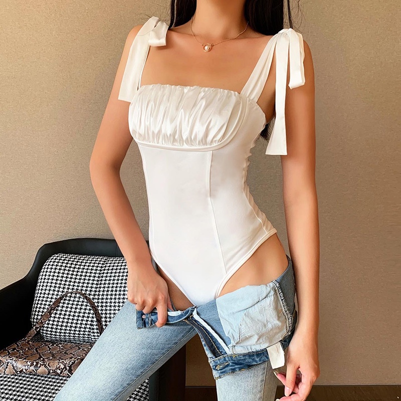 Áo Liền Quần Hai Dây Ôm Ngực Xếp Ly Cột Dây Ngực Gợi Cảm Thời Trang Xuân Hè Phong Cách Mới