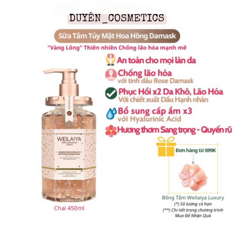 Sữa tắm trắng da hoa hồng dakmask Weilaiya  450ml