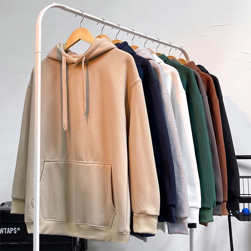 Áo Hoodie trơn Unisex đôi form rộng nam nữ vải Nỉ Bông Siêu Ấm Áp và cao cấp