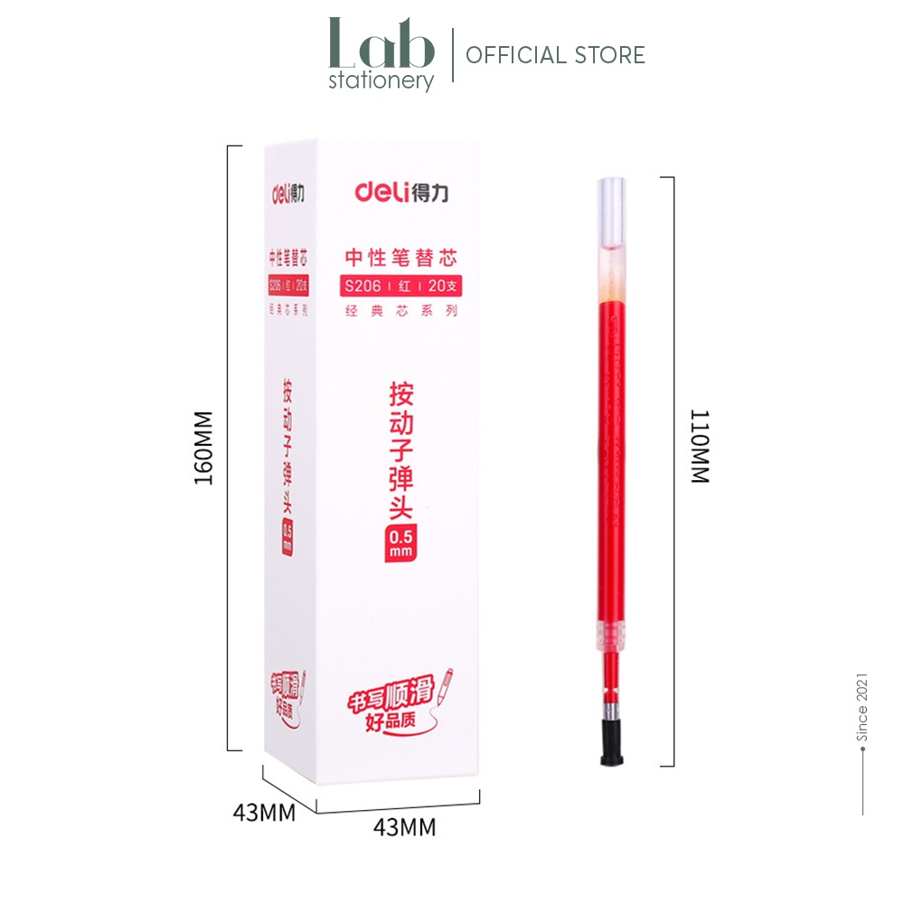 Ngòi Bút Gel Deli 0.5mm Labo S206, S221 Dùng Thay Ruột Bút Bấm A575, A057b