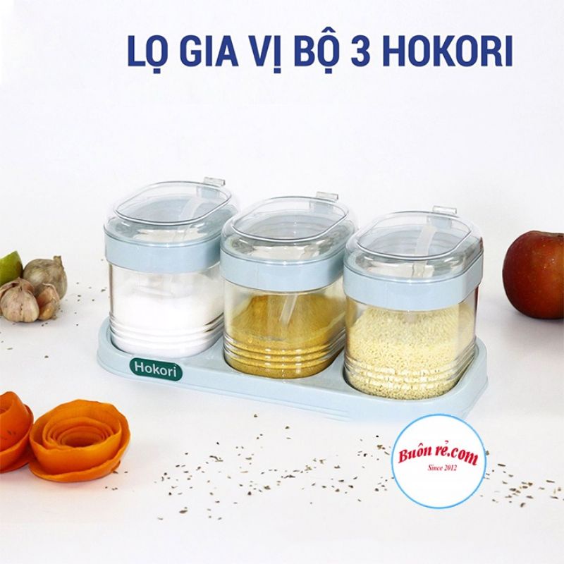 Bộ 3 Lọ Gia Vị Có Thìa Muỗng Nhựa VIỆT NHẬT HOKORI( MS: 2936)-Hũ Đựng Gia Vị Có Nắp Và Thìa
