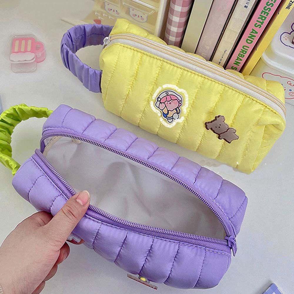 Hộp Bút Mềm Màu Trơn Có Dây Đeo Cổ Tay Tiện Dụng