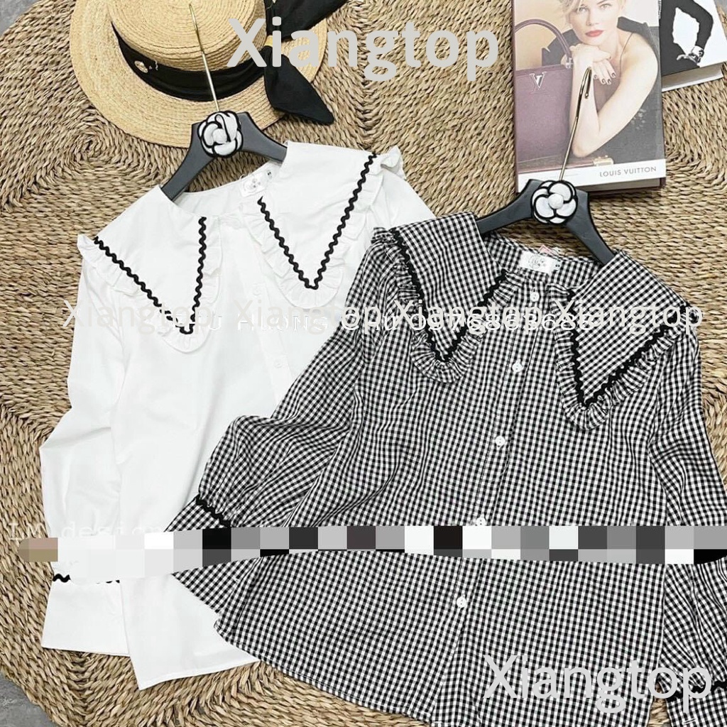 Áo sơ mi nữ cổ bèo , áo babydoll tay bèo hàng QCCC loại 1 A00013 kaca aosomicongsothietke