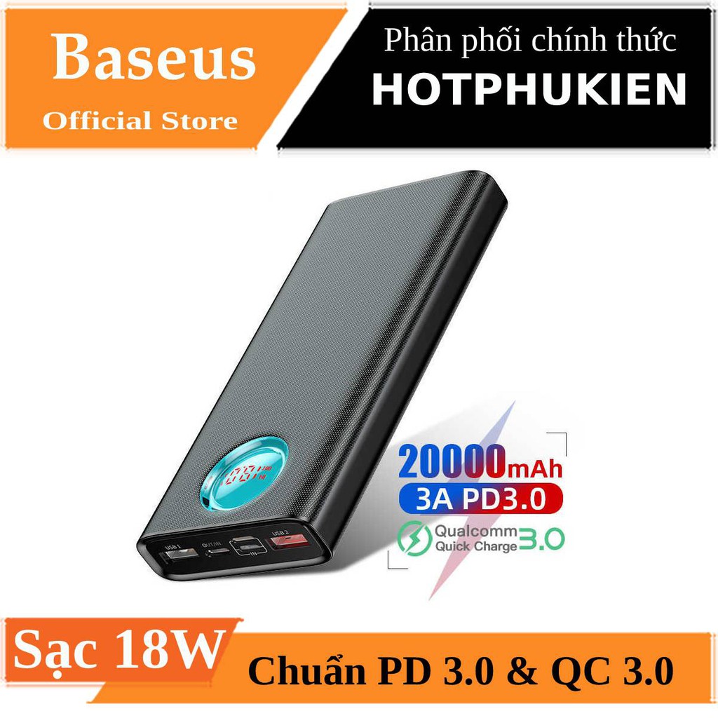 Pin sạc dự phòng hỗ trợ sạc nhanh 18W dung lượng 20.000 mAh hiệu Baseus Amblight Fast Charge - Hàng chính hãng