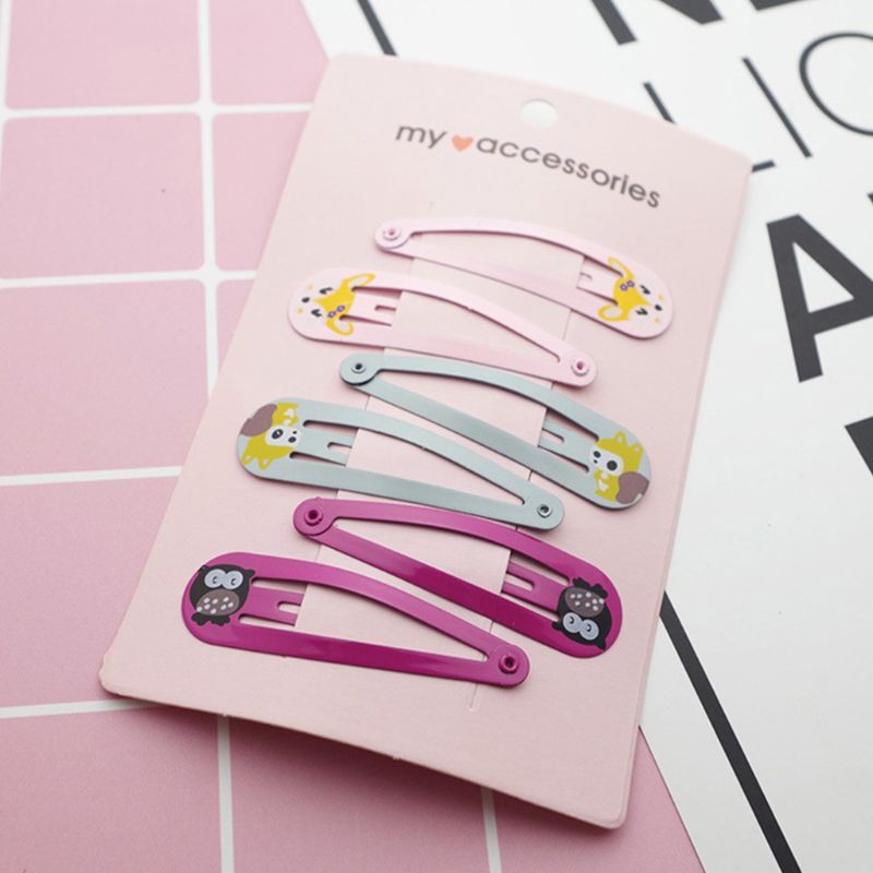 Bộ kẹp tóc kim loại họa tiết hoạt hình xinh xắn thời trang cho bé gái