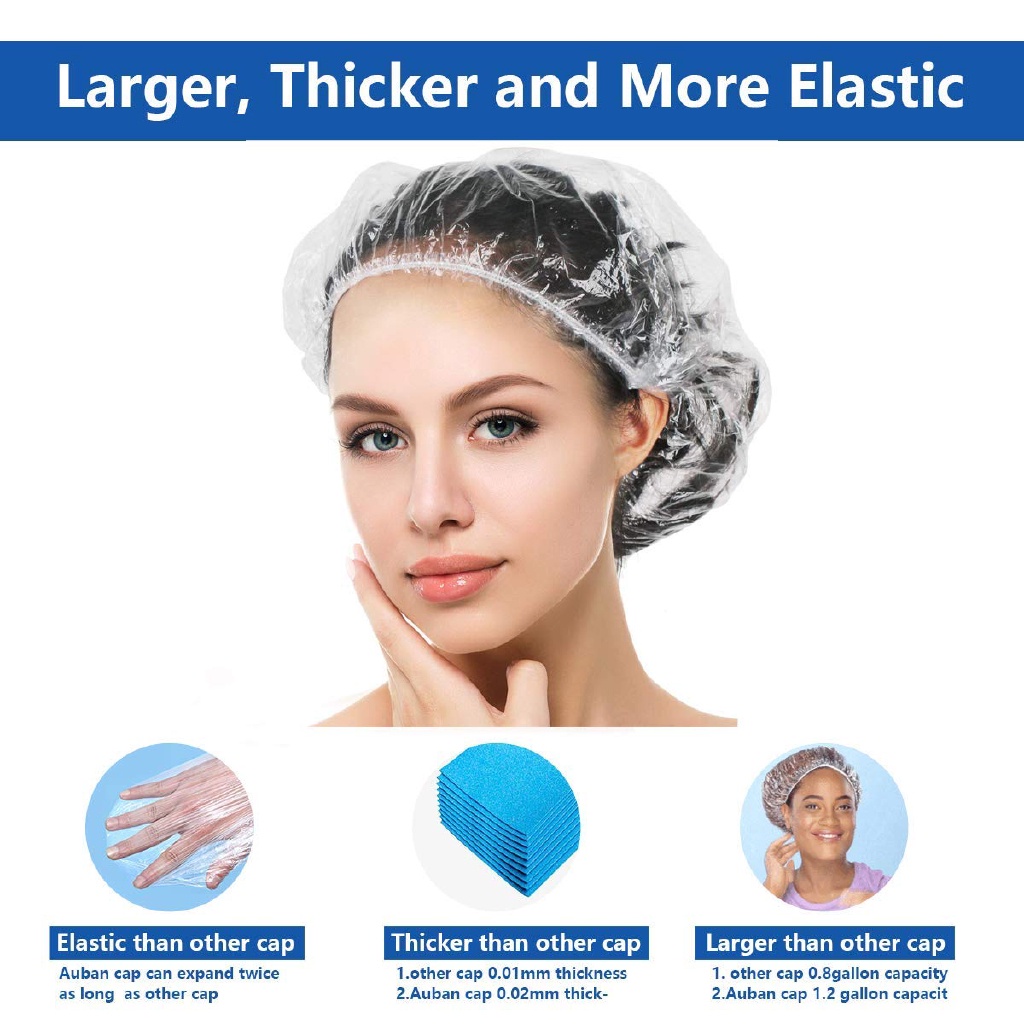 Mũ Tắm Trùm Đầu Bằng Nhựa Dày Co Giãn Chống Thấm Nước / Bụi Bẩn Đa Năng Dùng Một Lần