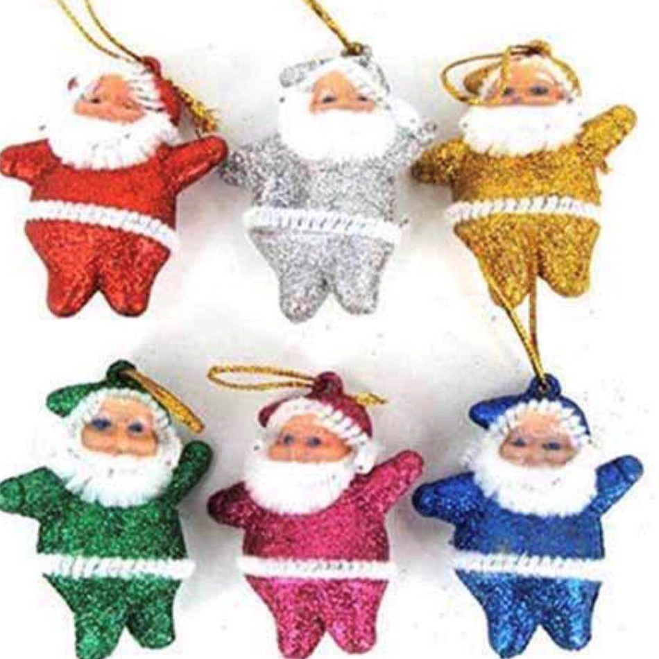 Bộ 6 phụ kiện hình ông già noel trang trí cây thông giáng sinh độc đáo