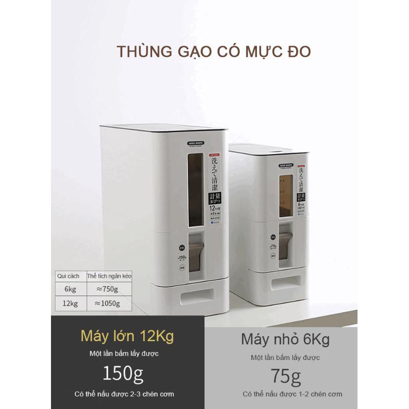 Thùng gạo Nhật Bản công nghệ Ion kháng khuẩn (loại lớn 12kg) - Home and Garden