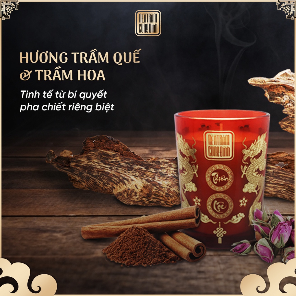Nến trầm dâng hương cung đình lọ 250gr, an toàn & cao cấp