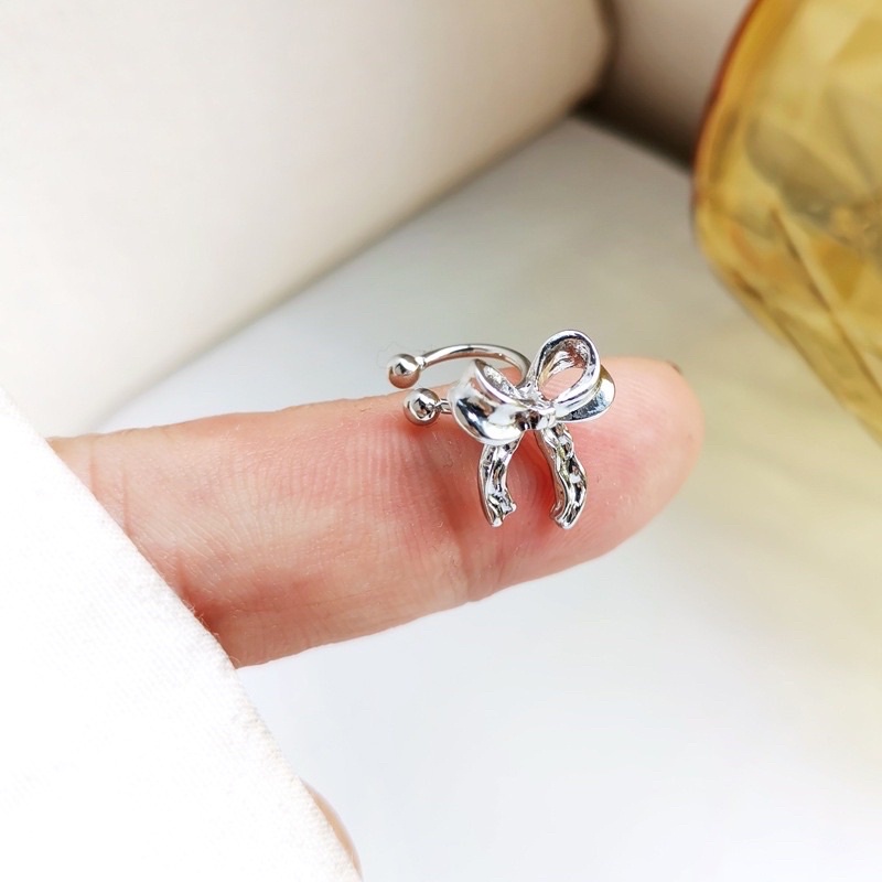 Set 2 Khuyên kẹp vành tai không hình nơ thời trang phong cách thanh lịch, sang trọng dành cho nữ