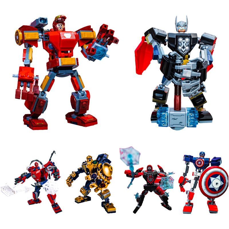 Mô Hình Đồ Chơi Lắp Ráp Nhân Vật Siêu Anh Hùng Marvel Spiderman Peter Parker Captain America Hulk Iron Man Thanos Miles Morales