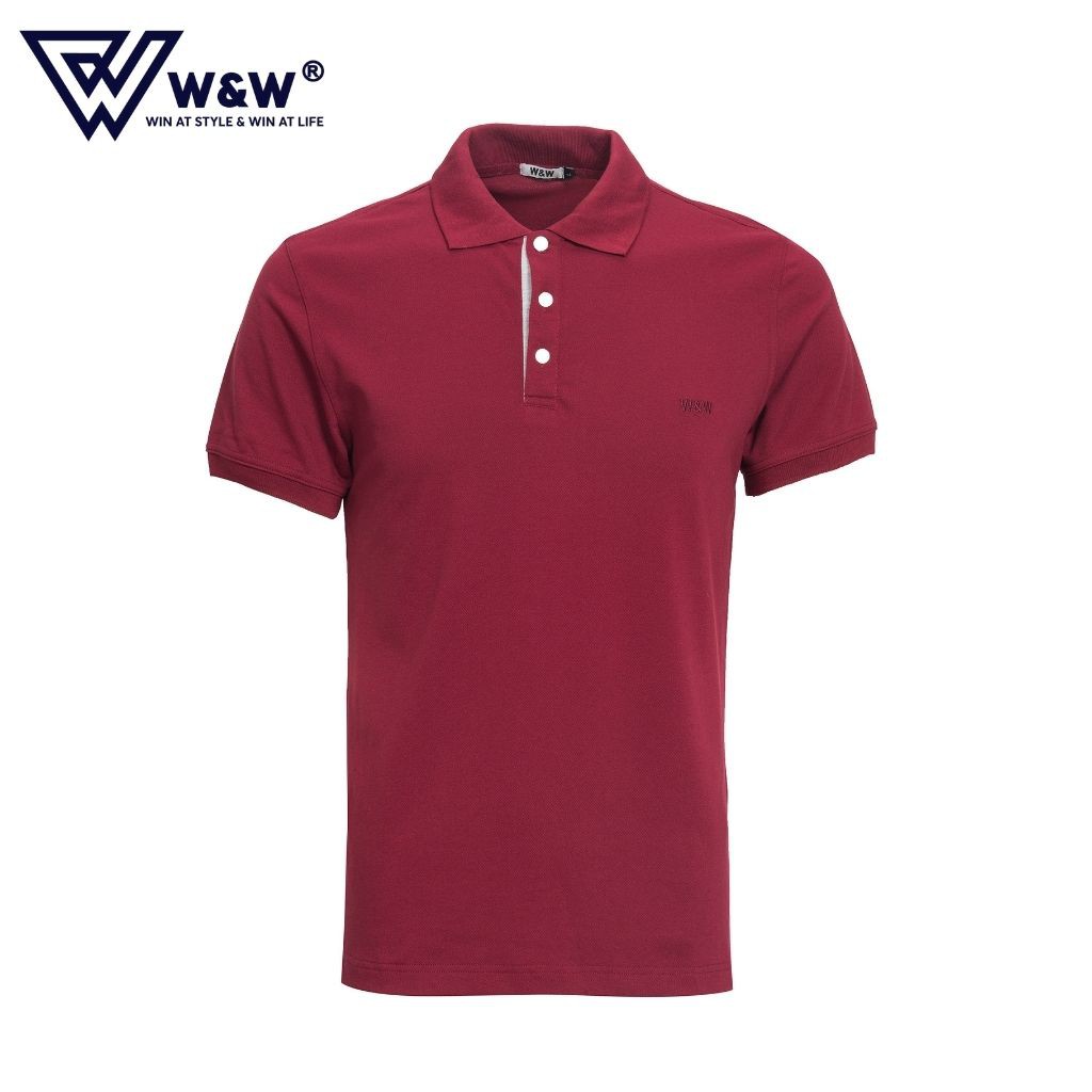 Áo Thun Polo Nam W&W Dáng Slim Fit- Cổ Đức Bẻ Phối Ba Khuy Màu Trơn, Chất Liệu Thoáng Mát, Bền Màu POLO01